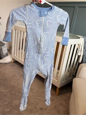 The Beaufort Bonnet Company Zip Footie Ocean Waves Blue Swirl Baby 6-12 months